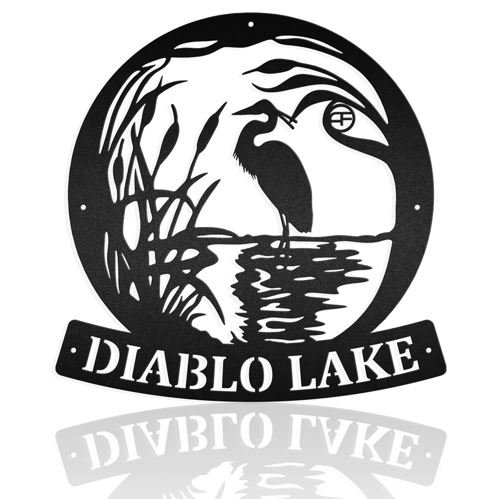 Flamingo And Lake Views Metal Art Sign