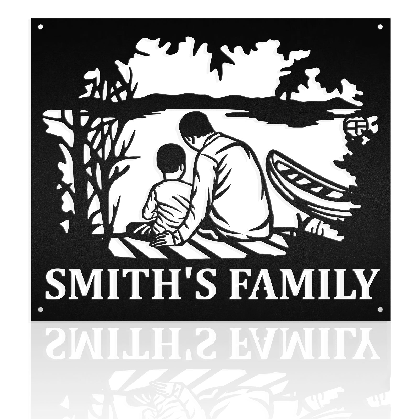 Farther & Son At Lake Metal Art Sign