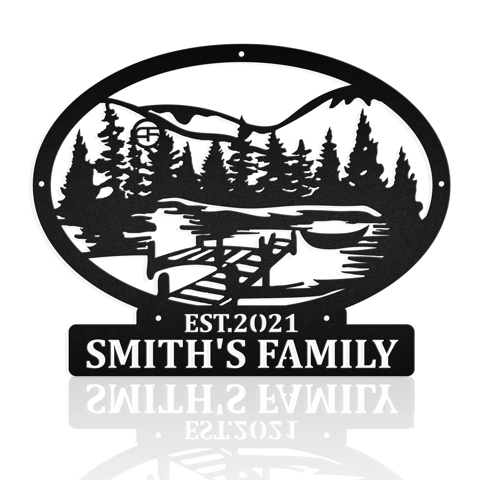 Lake House With Dock Scene Metal Wall Sign