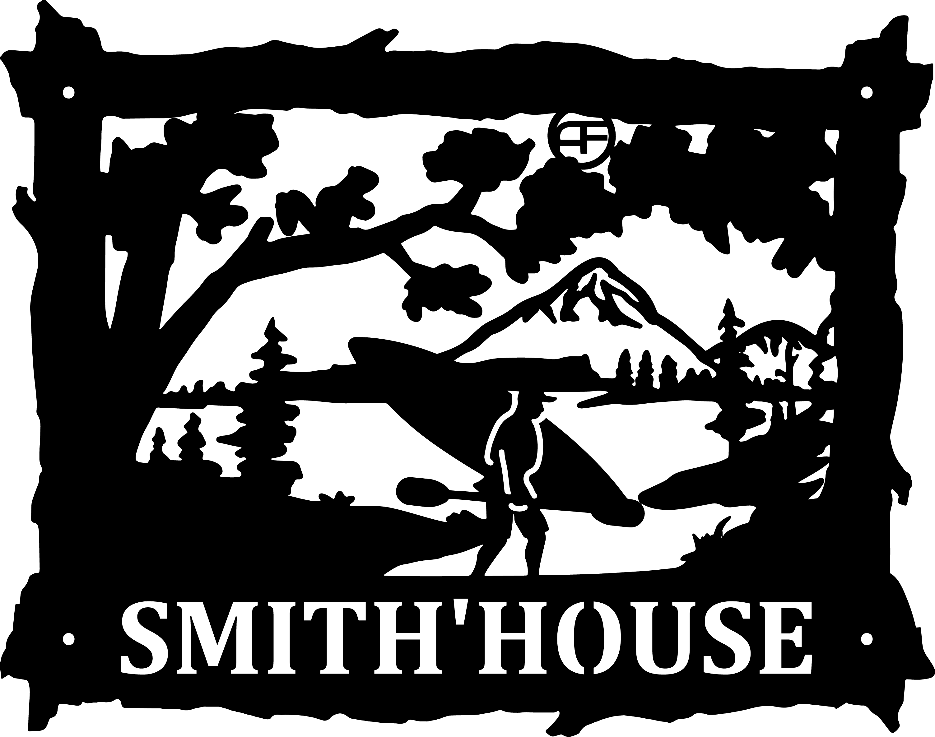 Kayaking In The Forest Lake Metal Art Sign