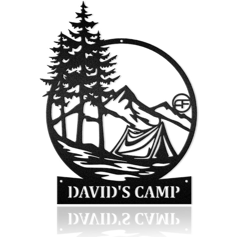 Camping In The Forest Metal Art Sign