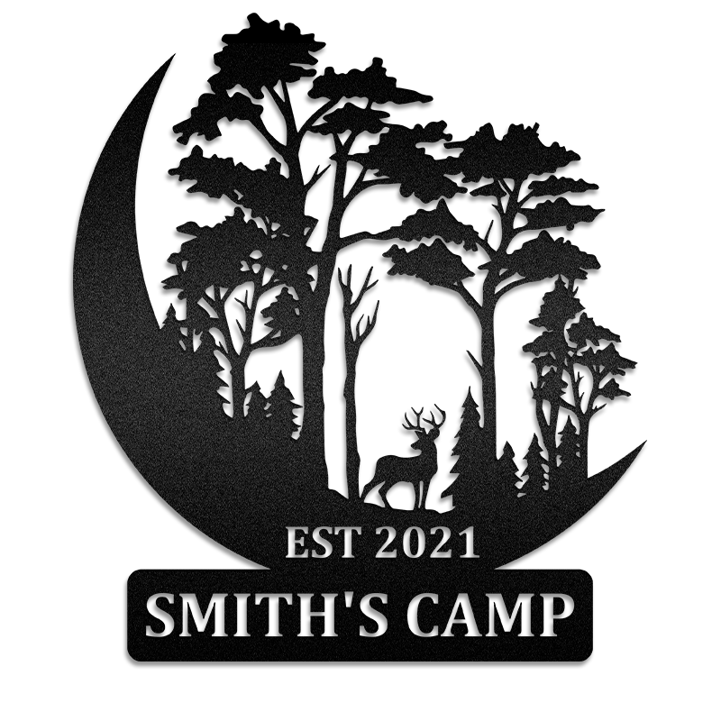 Camping On The Moon Forest Metal Wall Art