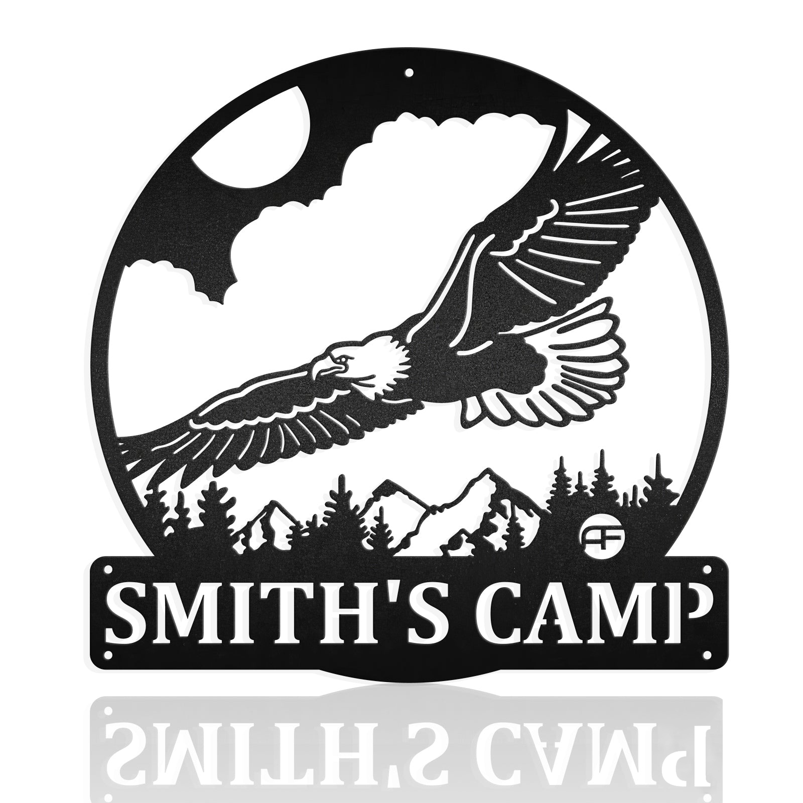 Eagle, Mountain & Camping Metal Art Sign