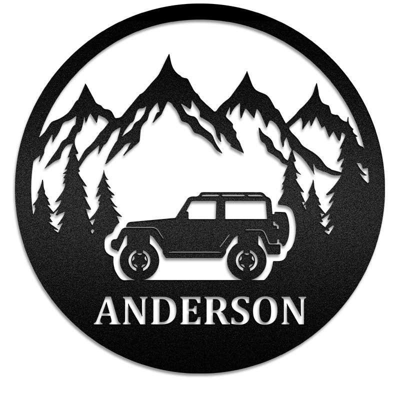 Off Road, Forest Mountain Metal Art Sign