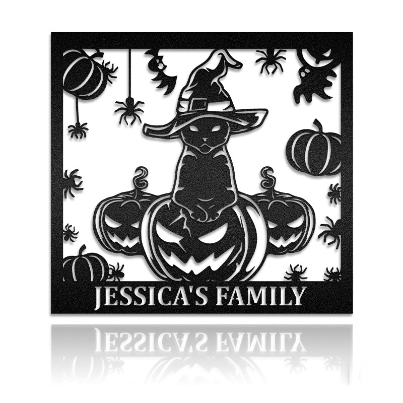 Halloween Cat Personalized Metal Art Sign