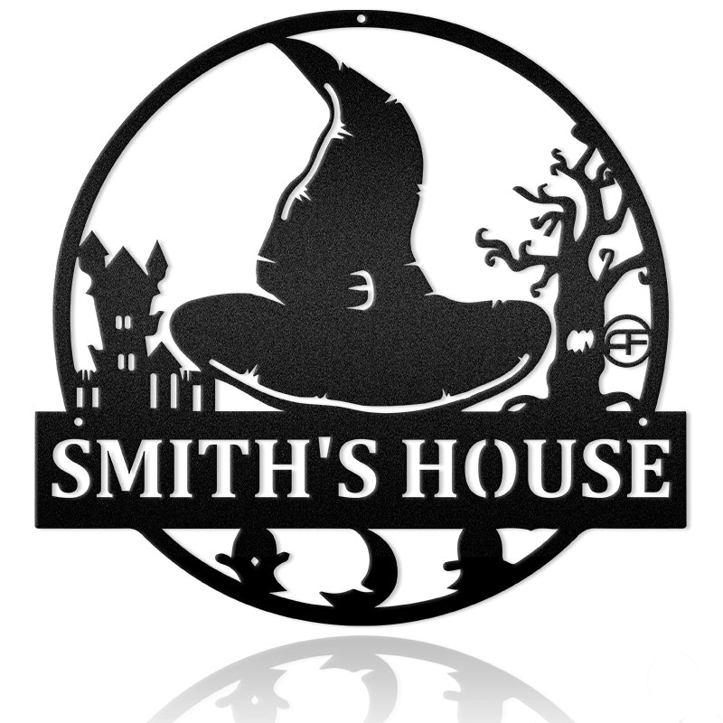 Witch Hat Personalized Halloween Metal Art Sign