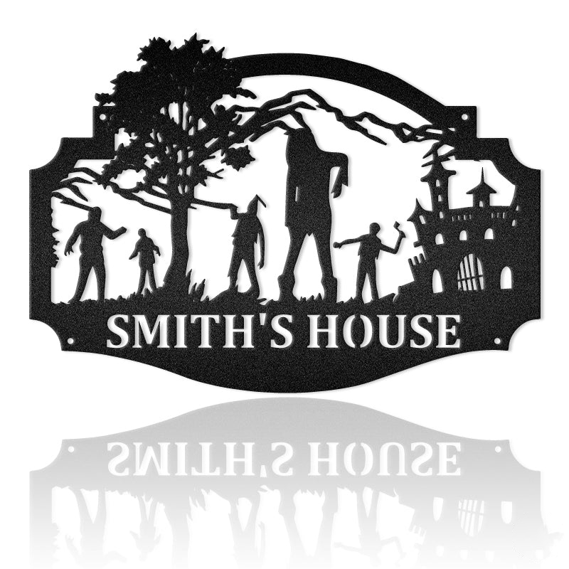 Zombies Rise Personalized Halloween Metal Art Sign