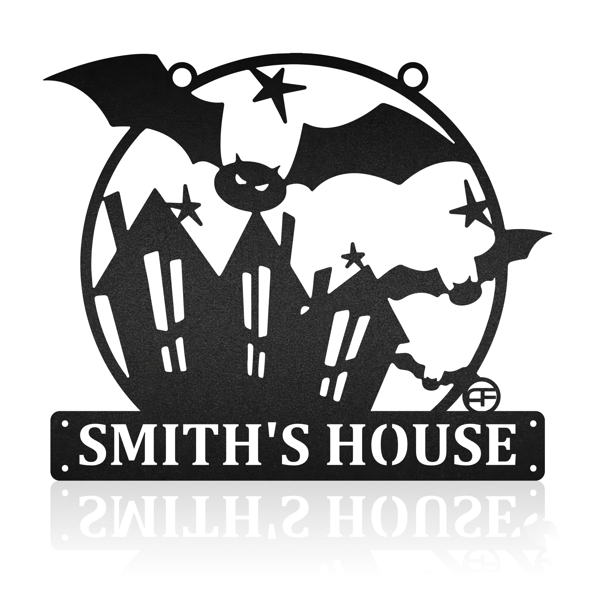 Halloween Flying Bats Circle Metal Wall Art