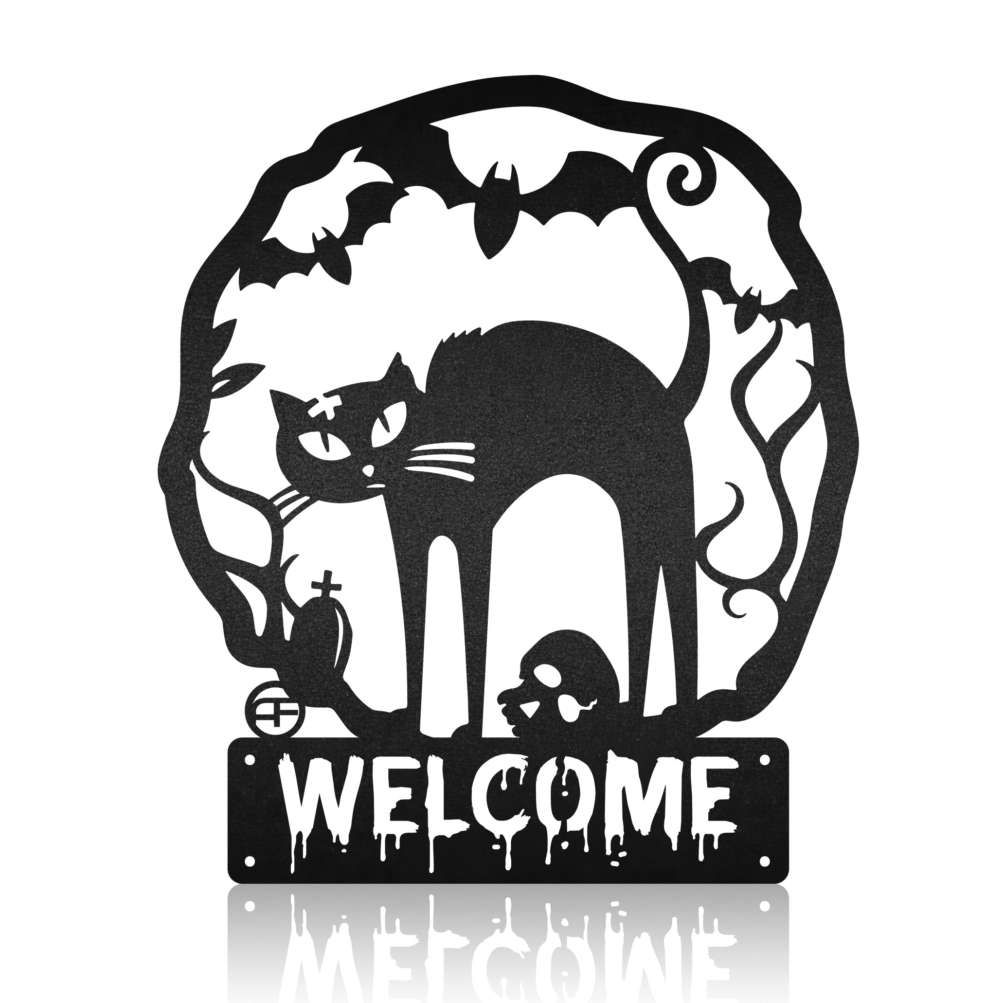 Cat Halloween Personalized Metal Art Sign