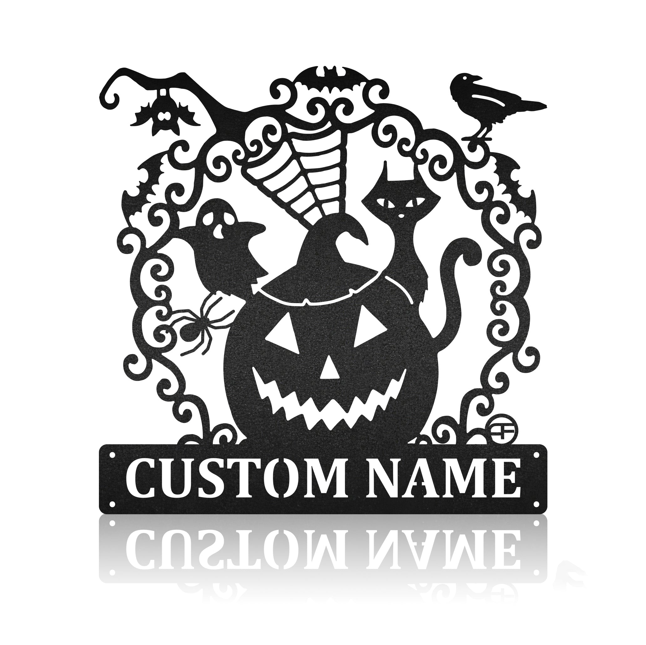 Halloween Pumpkin Ghost Spider Cat Bat Metal Art Sign