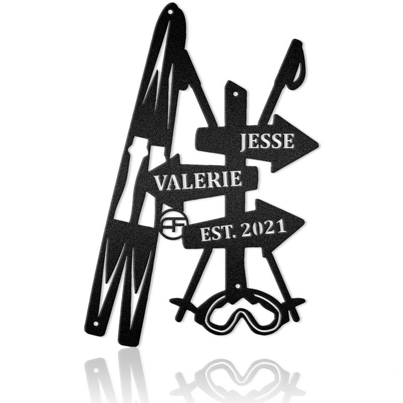 Personalized Live Love Ski Couple Metal Wall Art