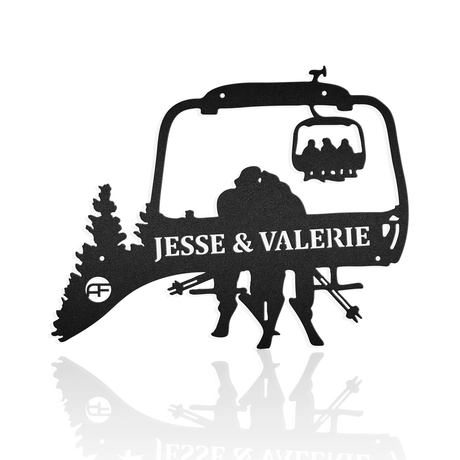 Chairlift Ski & Snowboard Family Metal Wall Art