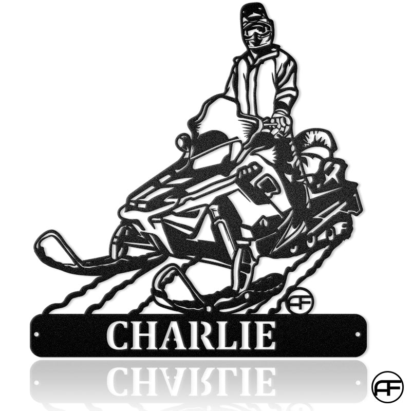 Snowmobile Rider Metal Wall Art