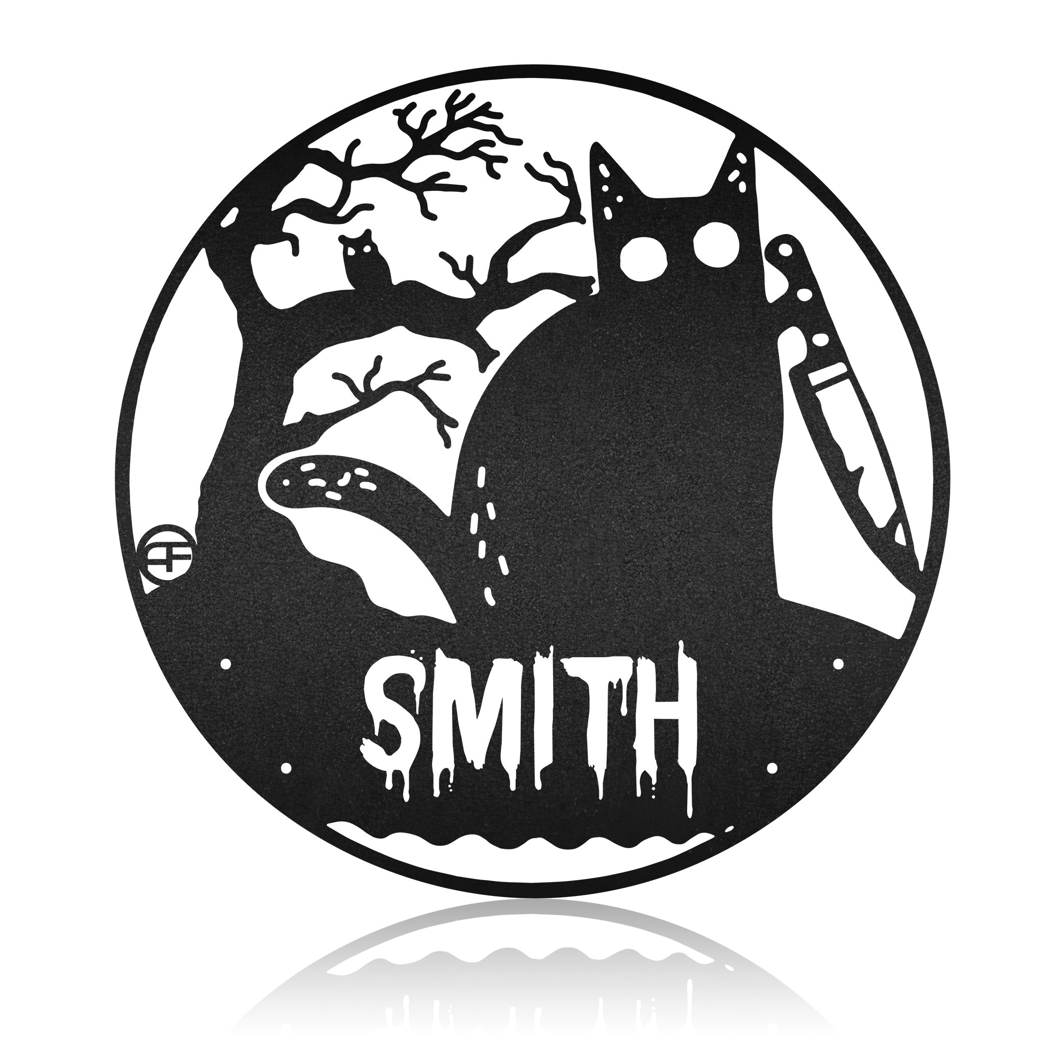 Black Cat Custom Name Halloween Metal Wall Art