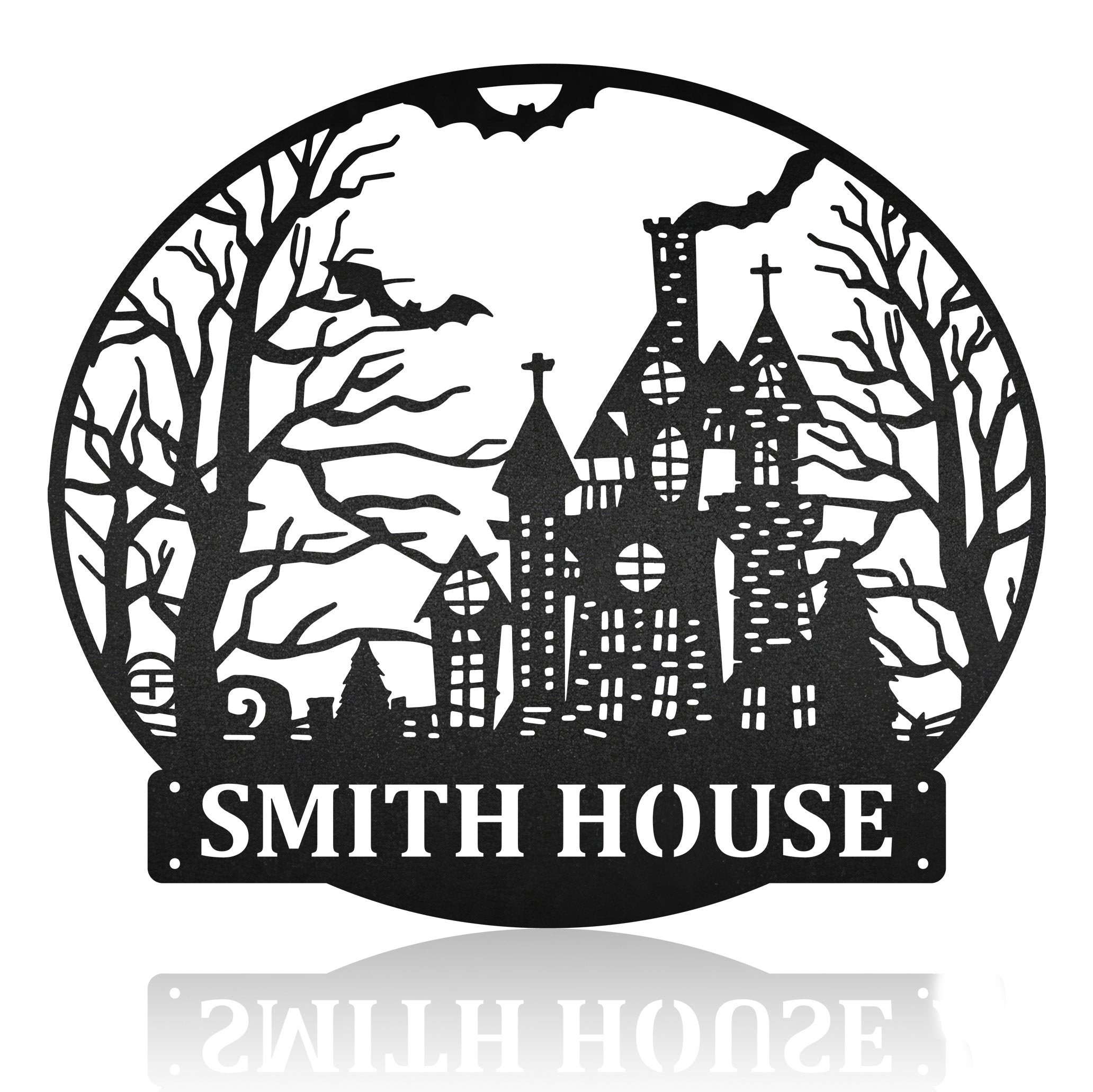 Ghost Castle Halloween Personalized Metal Wall Art