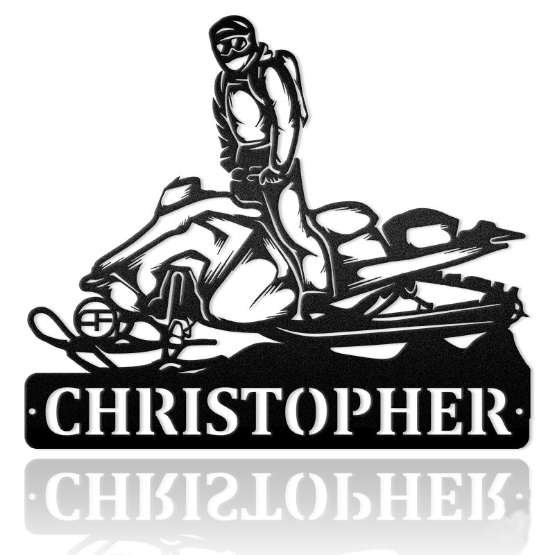 Snowmobile Rider Metal Wall Art Ver2