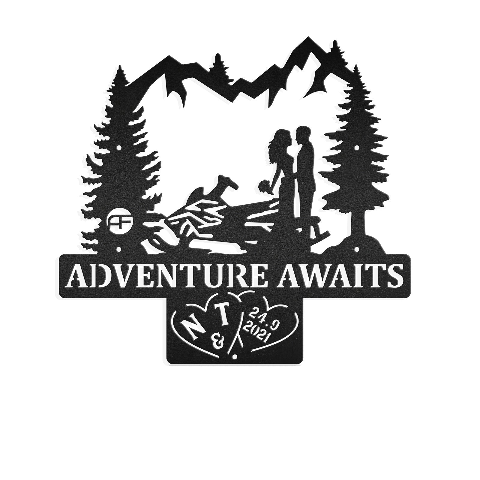 Snowmobile Adventure Awaits Bride And Groom Metal Wall Art