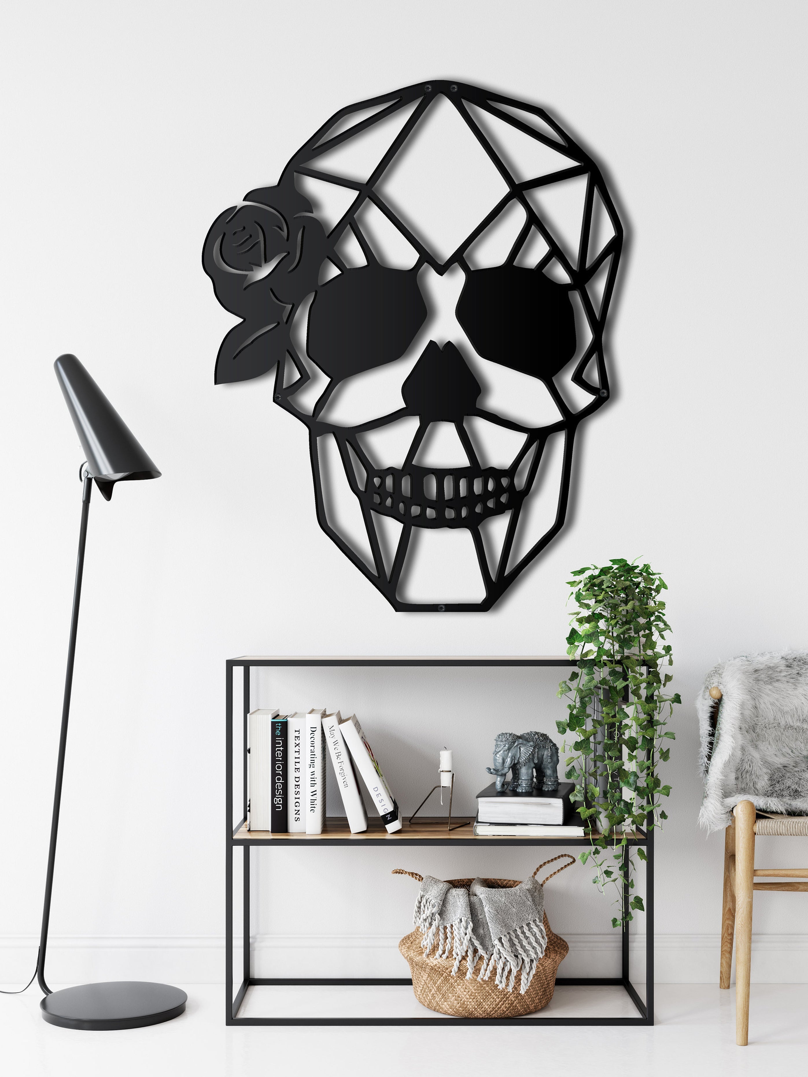 Viva La Vida Geometric Skull Skeleton Metal Wall Art