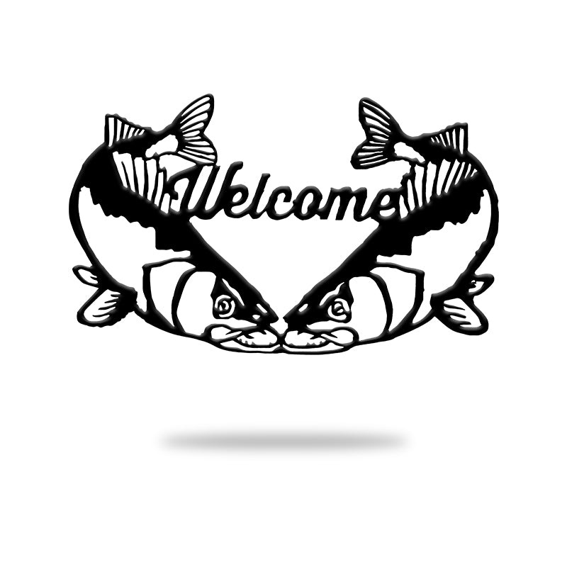 Walleye Sign Welcome Trout Name Sign Metal Wall Art Decor