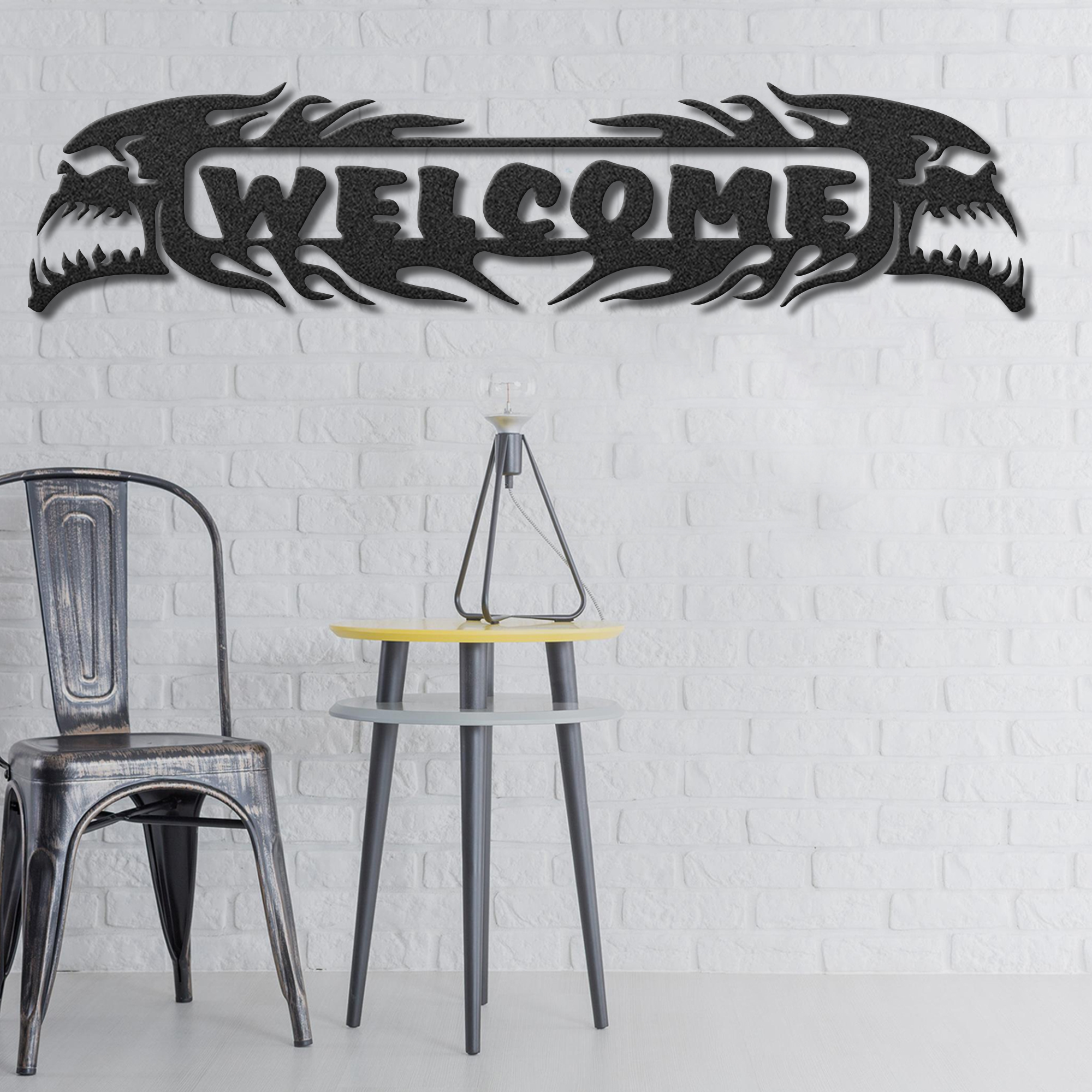 Welcome Home Skull Heads Skeleton Skull Metal Wall Art