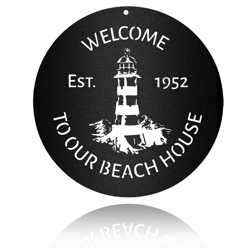 Welcome To Our Beach House Est Sea Beach Metal Wall Art