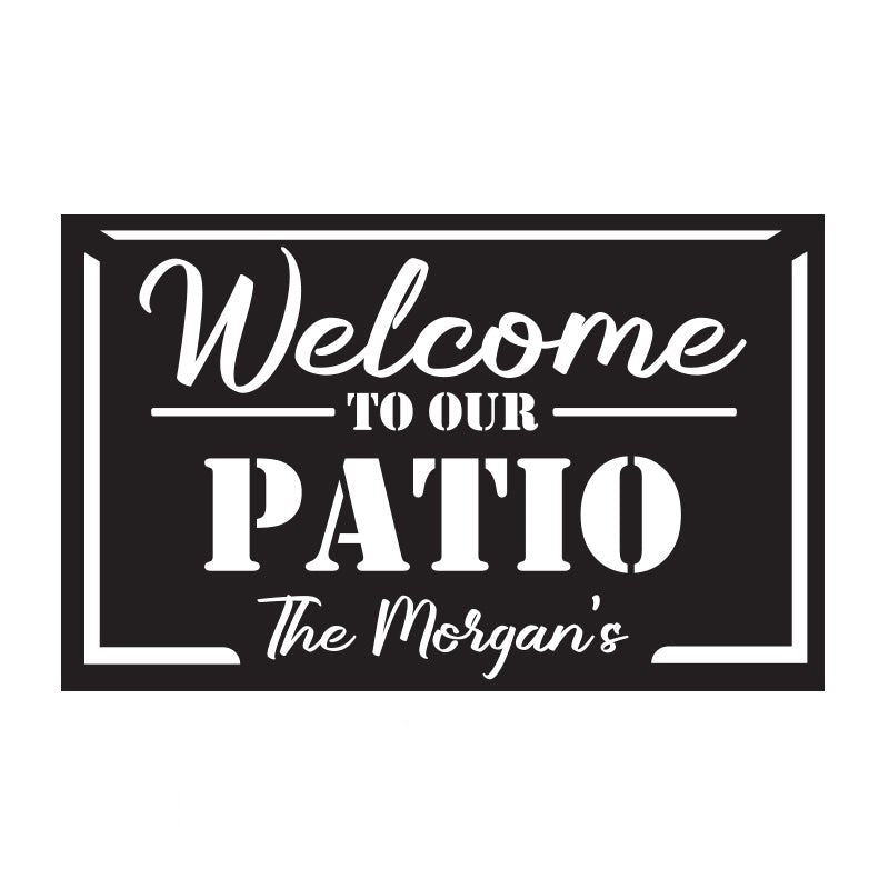Welcome To Our Patio Family'S Name Barbecue Grill Metal Wall Art